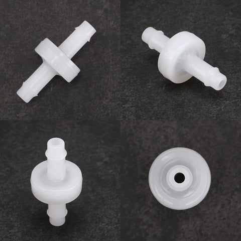 Mudder 1/4 inch PVDF check valve, white wear-resistant plastic, inline one-way valve; four-pack