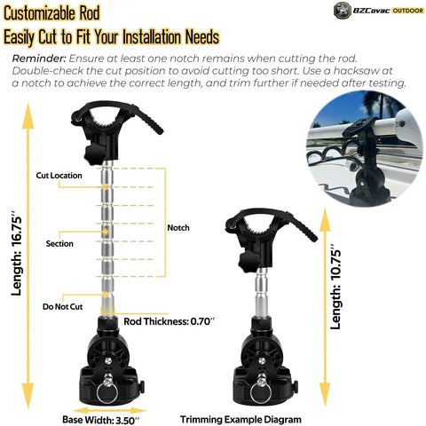Customizable rod installation for Electric Shaft Stabilizer For Bow Mount Trolling Motors MKA 60