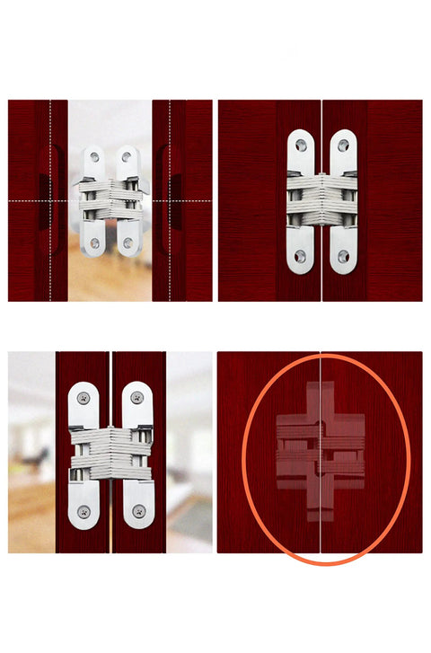 Stainless Steel 304 Hidden Hinge With Silent Close For Doors, Concealed Mount Folding Door Hardware, Invisible Mount, Installed View