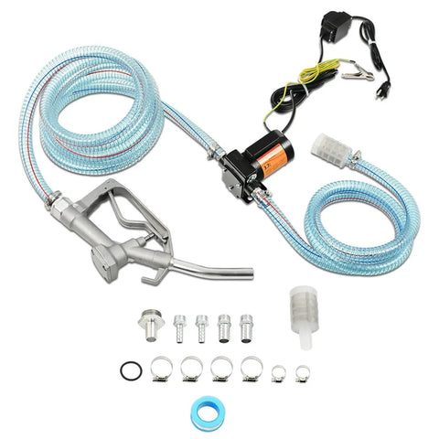 3.7 GPM 110V AC Fuel Pump Kit with Handle, hoses, and fittings for gasoline, diesel, kerosene, mineral oil, two-way switch