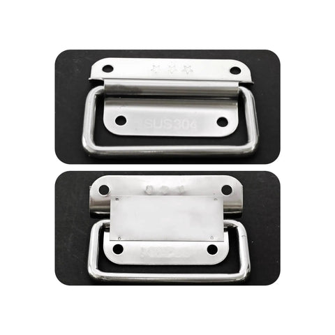 4 Piece 3 Inch Stainless Steel Chest Handles Foldable Pull Ring Handles For Toolbox Cabinets And Doors Heavy Duty Boat Hatch Latch Surface Mount Hardware
