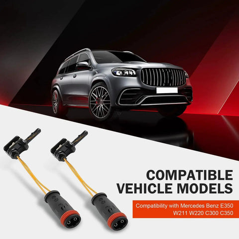 Merdege brake pad sensor line pair, 2 pcs, with black connectors and yellow wires for Mercedes E350/W211/W220/C300/C350.