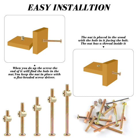 Heavy Duty M6 40mm 50mm 60mm 70mm 80mm Crib Screws Assortment Twenty Piece For Wooden Double Beds Hardware Replacement Kit assembly guide