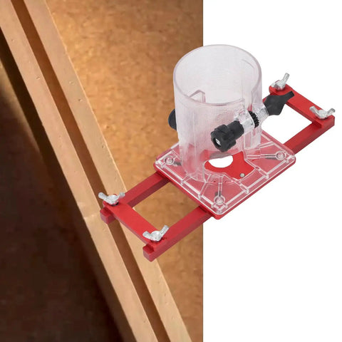 Wood Trimmer Router Base For 65mm Machine, 2 In 1 Aluminum Alloy Slotting Bracket on wood surface