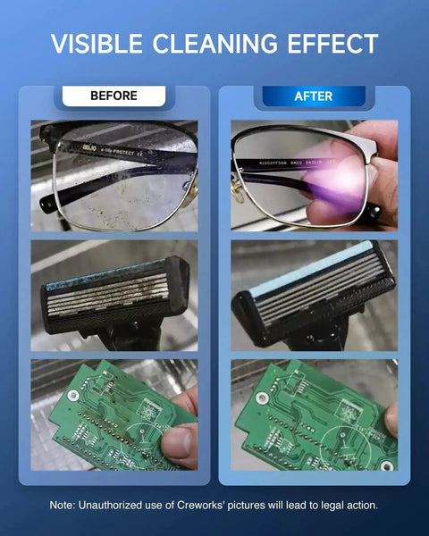 Visible cleaning effects before and after using Pro Grade Ultrasonic Cleaner With Heater And Timer, 6L 1.6 Gallon Digital Sonic Cleaning Machine