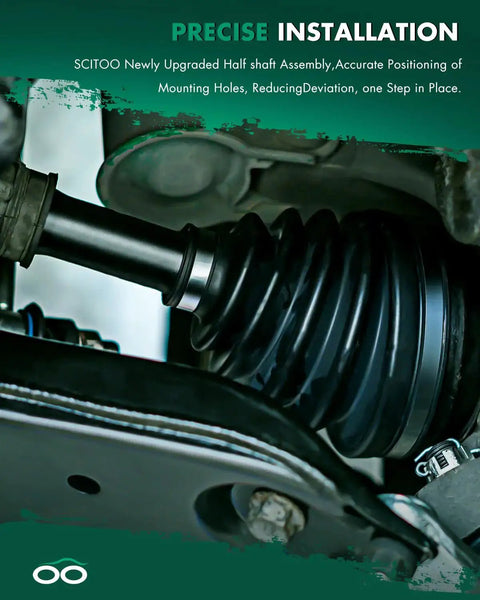 Front Left Driver Side CV Axle Shaft Assembly For Nissan Rogue 2.5L 2014 To 2019 Replacement Part With 27 Spline Inner And 29 Spline Outer 686mm Length NCV53051 installed under vehicle