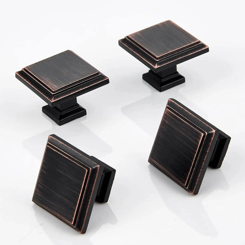 Oil Rubbed Bronze Square Cabinet Knobs Set Of 10 1.3 Inch Drawer Pulls For Cabinets And Furniture Vintage Yet Modern Hardware