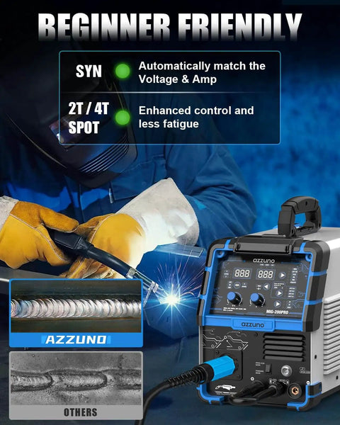 8 In 1 All In One Multiprocess MIG Welder For Home Shops 110V And 220V Dual Voltage With Aluminum MIG Spool Gun Ready shown in use by welder