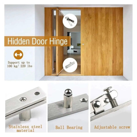 360 Degree Heavy Duty Pivot Hinge Stainless Steel Hidden Door Hardware For Secret Doors And Bookshelves Invisible Mount