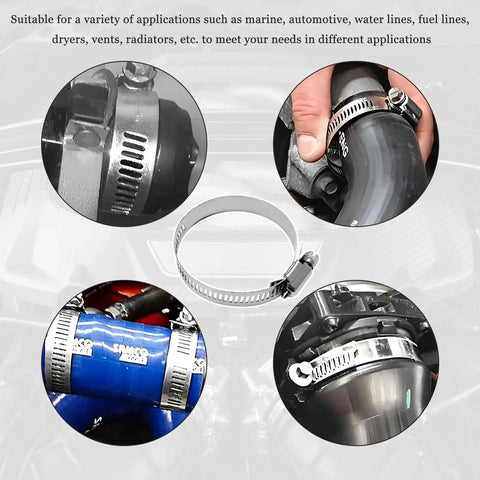 20 Piece Stainless Steel Hose Clamp Set From One And A Half Inch To Two And A Half Inch Worm Gear Clamps for plumbing and automotive use