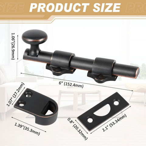 2 Pack 6 Inch Heavy Duty Solid Brass Dutch Door Bolt Slide Latch Door Hardware Locks Bronze Finish Attic Latch