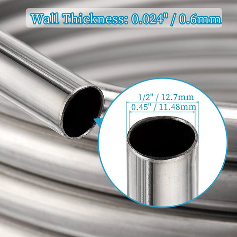 Vigorous Wort Chiller, 1/2 in x 50 ft, food-grade 304 stainless steel immersion coil for beer brewing.