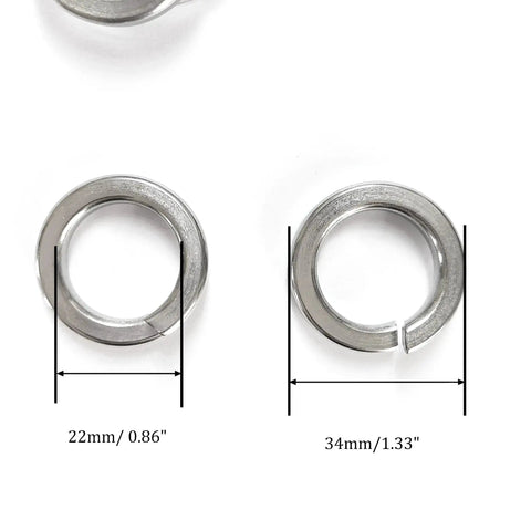 14 Pack 304 Stainless Steel Split Lock Washers For 22mm Inner Diameter, 34mm Outer Diameter, 5.61mm Thick, Heavy Duty Spring Lock Washers