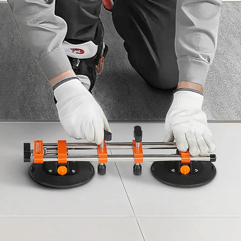Person using Seamless Seam Setter Kit 2 Pack With 6 Inch Vacuum Cups For Stone Countertops on stone tiles