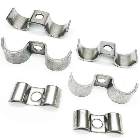 12mm Stainless Steel Double Line Clamps Kit With Hex Socket Screws M5 By 12 Silver Tone Pack Of 10 Durable 304 Stainless Steel Construction for dry and humid environments ideal for marine industrial automotive and DIY projects.