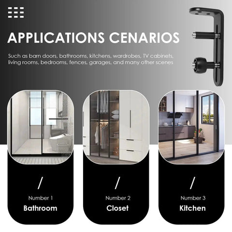 6 Pack Sliding Barn Door Floor Guide Heavy Duty Carbon Steel Adjustable Roller Bottom Guide For Double Barn Doors Easy Install Hardware Kit With Screws For Bathroom Kitchen Closet Bedroom applications