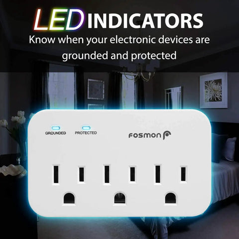 Three Outlet Heavy Duty Appliance Surge Protector 1200J 1875W ETL Listed For Fridge Microwave And Washer with LED indicators