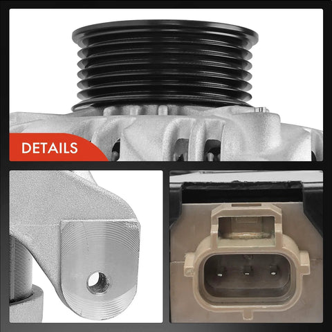 Close-up of Alternator For Ford E Series Vans And Crown Victoria Lincoln Town Car Mercury Grand Marquis 12V 155A 6-Groove CW pulley