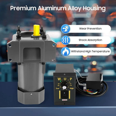 250W 110V AC Gear Motor With Variable Speed Controller And Mounting Bracket, aluminum housing, for machinery projects and DIY.