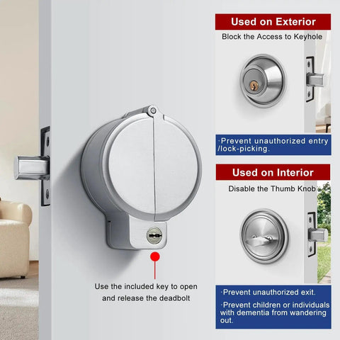 Deadbolt Lockout Device With Metal Shield Keyhole Blocker And Thumb Turn Guard For Enhanced Security Disables Deadbolts