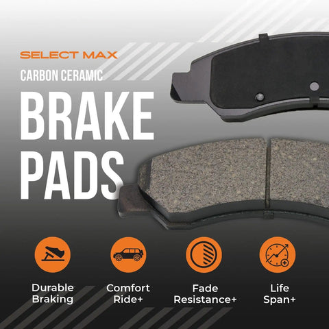 Close-up of carbon ceramic brake pads for the Rear Brake Kit With Carbon Ceramic Rotors For 2011-2020 Hyundai Elantra, 2014-2023 Kia Forte And 2014-2023 Kia Soul.