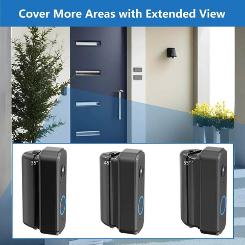 30-55 Degree Adjustable Doorbell Angle Mount for Wider View and No Blind Spots, Corner Mount for MyQ, Eufy, Black