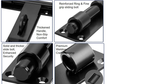 Heavy Duty 17-Inch Carbon Steel Slide Bolt Latch with reinforced ring and grip for barns, warehouses, and entry gates.