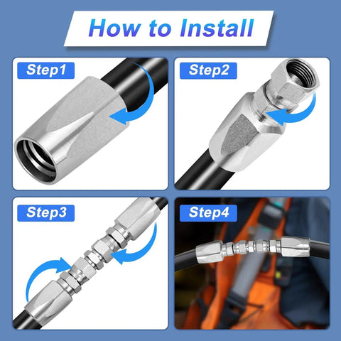 Installation guide for All In One Reusable Hydraulic Hose Repair Kit Set with Four Pieces for Inner Diameters One Quarter Inch Three Eighths Inch And One Half Inch