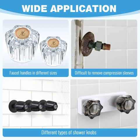 Example applications of the 2 In 1 Faucet Handle Puller And Compression Sleeve Removal Tool For Frozen And Corroded Stops