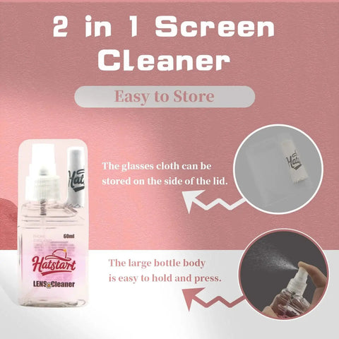 Close-up of Two Pack Travel Eyeglasses Cleaner Spray Kit With Microfiber Cloths For Screens showing 60ml bottle design and storage.