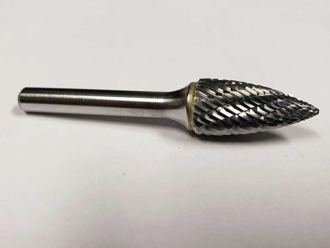 Half Inch SG-5 Pointed Tree Bur Double Cut Solid Carbide Rotary Tool Bit for precision stock removal