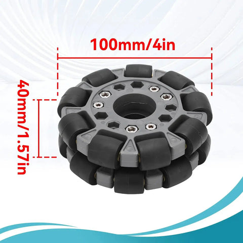 100mm Omnidirectional Wheel Set For Robots Ready To Roll With 360 Degree Rotation And 20kg Load Capacity Double Plastic Wheels For Platform Robotic Kits Easy Install Replacement For 14049 Model Improves Maneuverability And Tracking