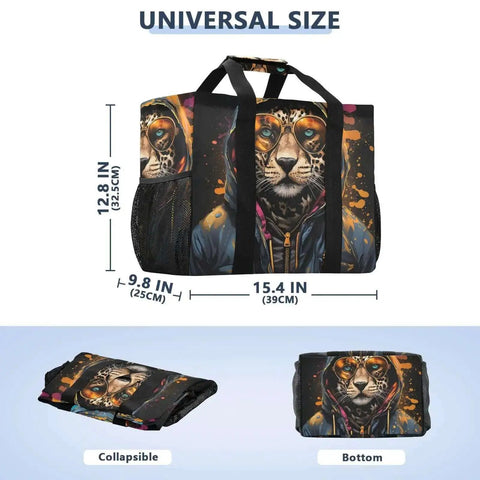 Cheetah Print Large Tote Bag For Women Canvas Tote Purse Reusable Grocery Bag Top Handle Handbag Travel And Work Everyday Carry Durable Waterproof Lining Front Pocket