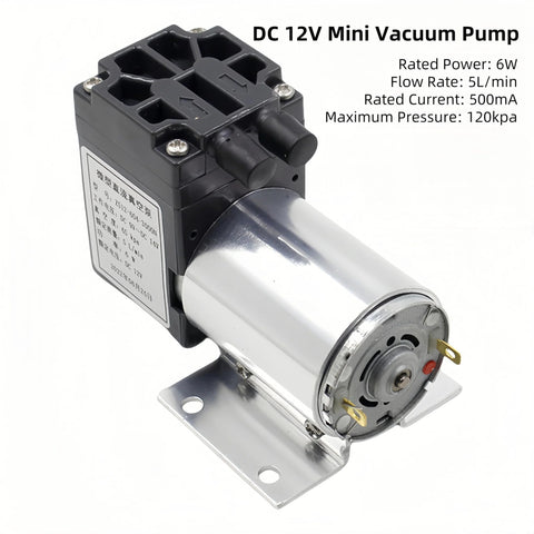 DC 12V mini oil-free vacuum pump with holder, 5 L/min, 120 kPa, for automotive exhaust sampling