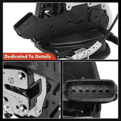 Front Left Driver Side Door Lock Actuator For Nissan Maxima 2009 2014 With Cable Replacement Part shown close-up with 6-pin connector