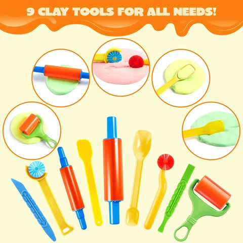 Kids 44 Piece Clay Tools Set With Rolling Pins, Molds, Cutters And Extruder Shapes For Creative Play by JOYIN