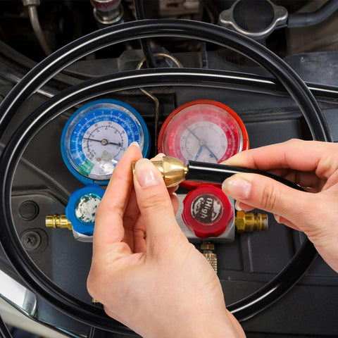Silicone vacuum hose set for automotive use; 6 pieces with brass fittings, diameters 1/8–3/8 in, 5 ft high-temp tubing