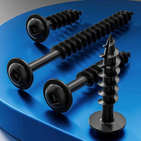 Pocket Hole Screw Kit 87 Pcs With 60mm Drive Bit Round Head Square Groove Self Tapping Wood Screws on blue surface