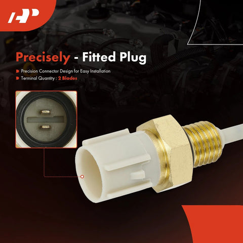A-Premium 2-pin engine coolant temperature sensor, brass threaded body, white plastic connector.