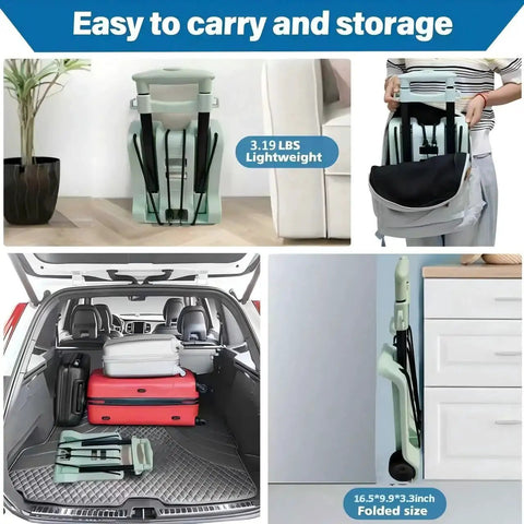 100 Lbs Capacity Foldable Cart With Wheels Lightweight Folding Utility Cart Portable shown folded in car and home storage