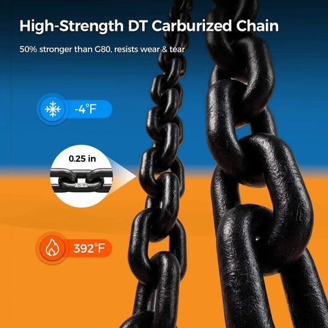 Shop Ready Electric Chain Hoist With 2200 Lb Capacity, 20 Ft Lift Height, 492 Ft Wireless Remote Range - DT Carburized Chain
