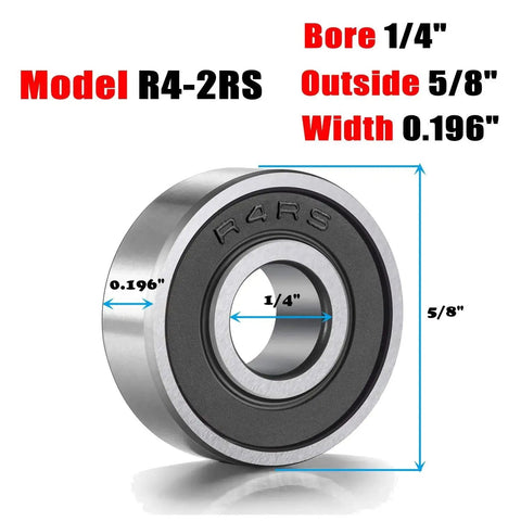 R4 2RS Ball Bearings For Motors And Wheels From Donepart Heavy Duty Pro Grade 0.25 By 0.625 By 0.196 Inch C3 High Speed