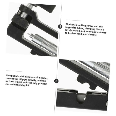 Close-up view of Hydraulic Hose Fitting Insert Tool For Brake System, Compact And Lightweight, showing locking screw and clamp.