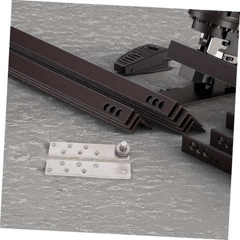 Close-up of Hidden Door Pivot Hinges For Bookcases And Cabinets Heavy Duty Stainless Steel System with mounting parts
