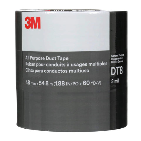 3M Industrial Strength Silver Duct Tape 1.88 Inch By 60 Yard Pack Of 3 Ideal For HVAC Patching and Reinforcement shown in packaging