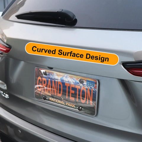 Transparent License Plate Cover 2 Pack With Curved Surface Design Fits Standard 6x12 Plates Keeps Front And Rear Plates Safe With PC Material Heat And Cold Resistant From -60 To 250 Fahrenheit installed on a vehicle