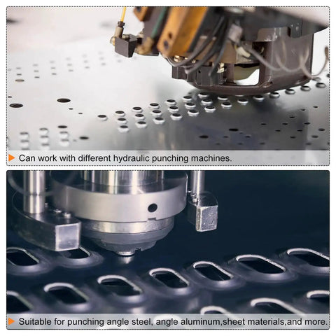 Heavy Duty Hydraulic Hole Punch Die 6.5mm Precise Round Hole Electric Punching Kit For MHP 20 JP 20 in action on metal sheet
