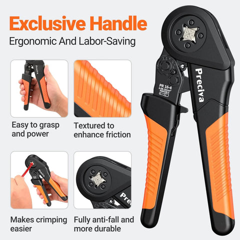 Ferrule Crimping Tool Kit With Portable Case Square Crimp Pliers For AWG 28 To 5 Wires Ratchet Crimper ergonomic handle
