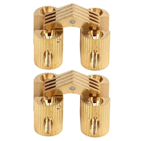 Hidden Copper Hinge Set Two Piece 180 Degree Heavy Duty Hinge For DIY Wood Projects, showing two copper hinges in a folded position.