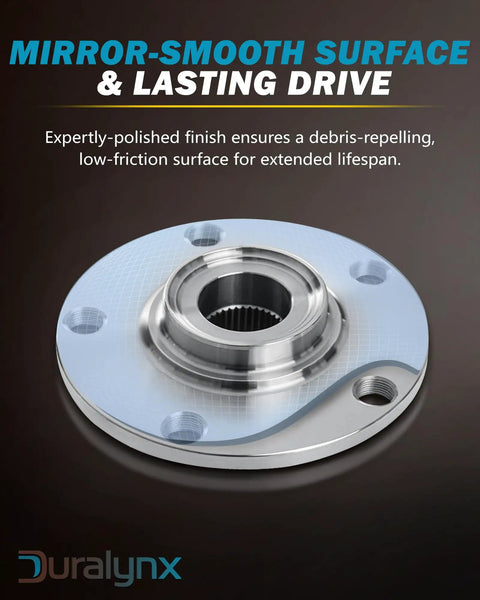 Polished wheel bearing hub kit component for smooth drive, part of Front Left And Right CV Axle And Wheel Bearing Hub Kit.